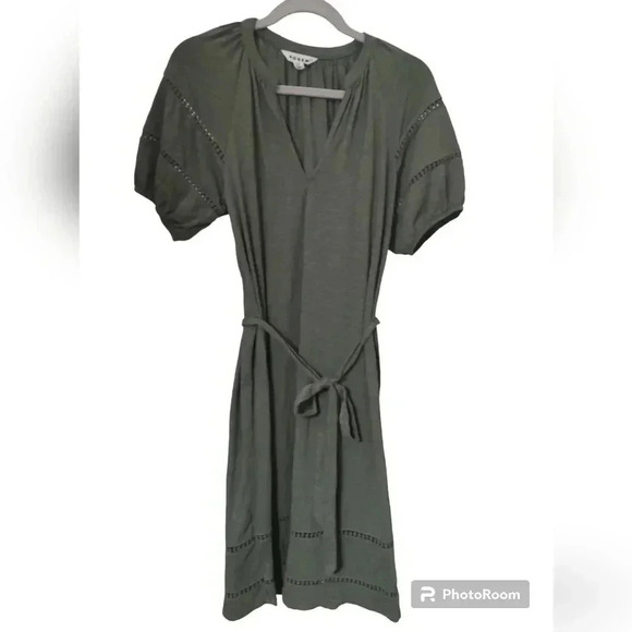 Boden Olive Midi Dress with Belt - Picture 6 of 8